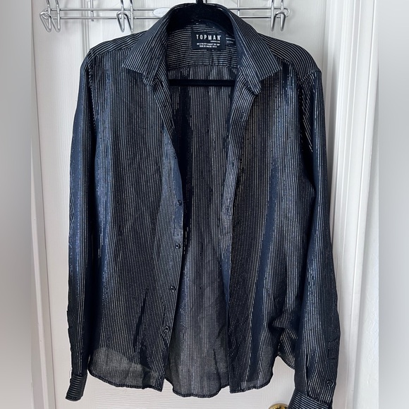 Topman Shimmer Striped Men's Button Up - Picture 1 of 3